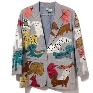 VINTAGE | Incredible Novelty Sandy Starkman Dog Embroidered Blazer